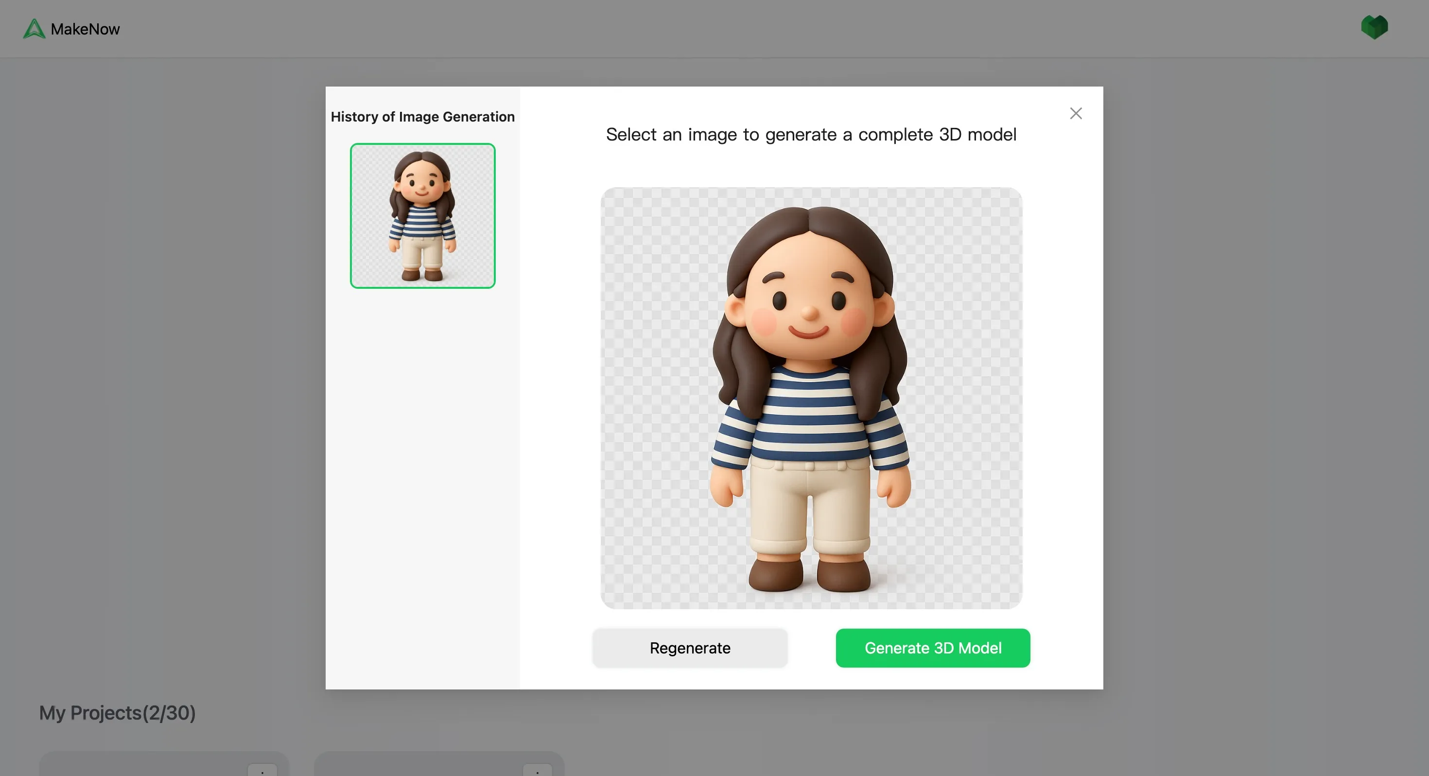 makenow 3d model generator